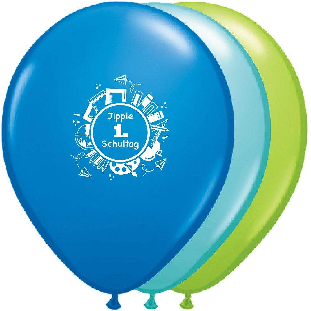 Luftballons 1.Schultag Blau Grün Schulanfang Einschulung Feier Latexballons