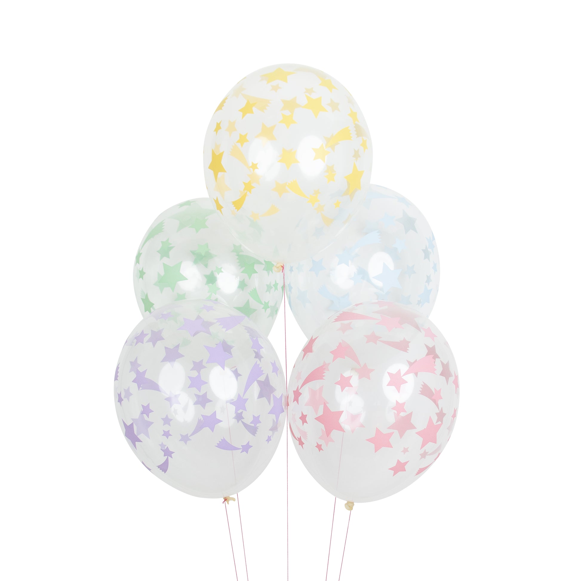 Transparente Luftballons Ballonmix Latexballons Sterne Sternschnuppen Einhorn Pastell