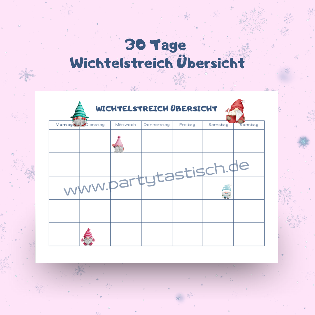 Wichtelstreich Übersicht Kalender