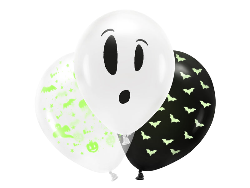 UV Latexballons Boo Halloween Fledermaus Luftballons Ballonmix