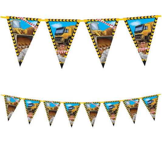 Wimpelkette Wimpelgirlande Girlande Betonmischer Bagger Gelb Schwarz Baustellen Geburtstag