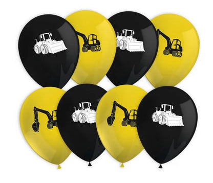 Latexballons Luftballons Motivballons Baustelle Bagger Gelb Schwarz