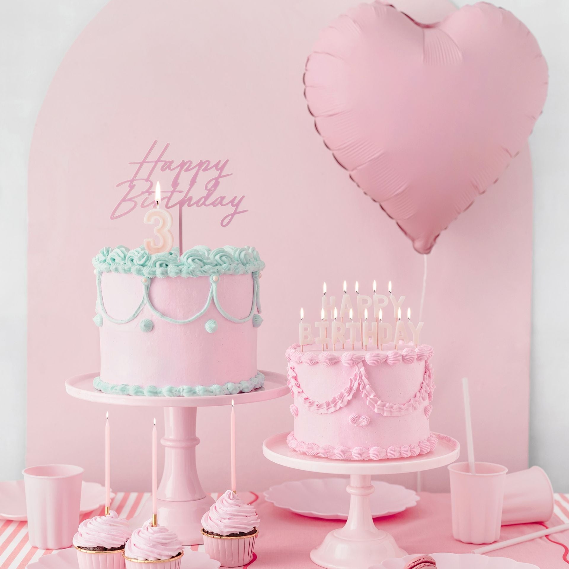 Acryl Caketopper Tortendeko Happy Birthday Rosa Rose