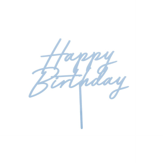Acryl Caketopper Tortendeko Happy Birthday Hellblau Blau