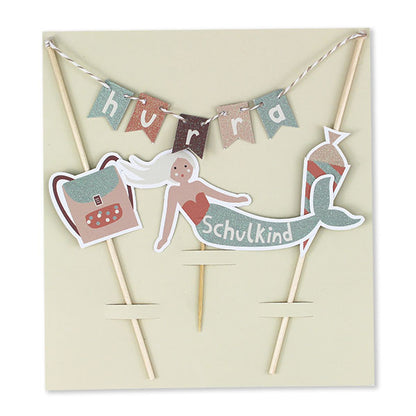 Caketopper Kuchendeko Einschulung Schulstart Schulkind Rosa Lila Mint Ava & Yves