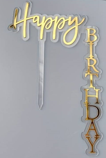 Caketopper Gold Happy Birthday Torte