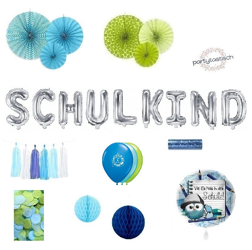 Tischläufer Einschulung Deko – 180 X 35 Cm, Blau Mit \"Alles Gute Zum Schulanfang\", ABC & 123-Muster, Waschbar, Partydeko Für Jungen