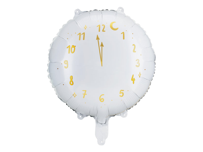 Folienballon Silvester Party Uhr Weiss