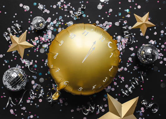 Silvester Party Feier Folienballon Gold Uhr