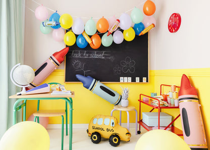 Folienballon Set Einschulung Stift Schulstart Schulbeginn Rosa Blau Gelb