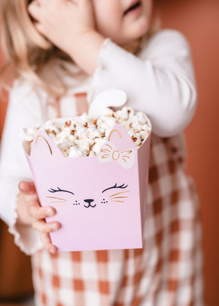 Katzen Kindergeburtstag Kitty Snackbox Popcornbox Schale