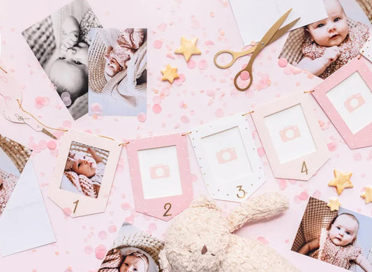 Foto Girlande Rosa Erster Geburtstag One First