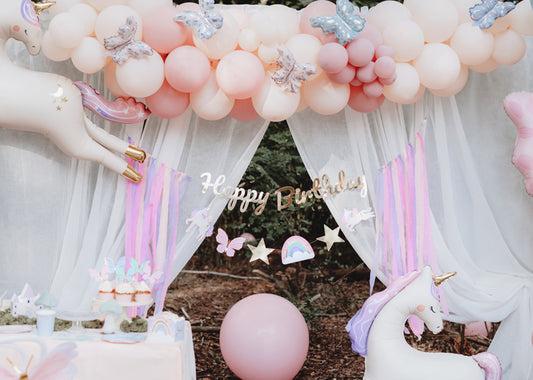 Einhorn Party Deko Kindergeburtstag Fantasy Regenbogen Happy Birthday Girlande