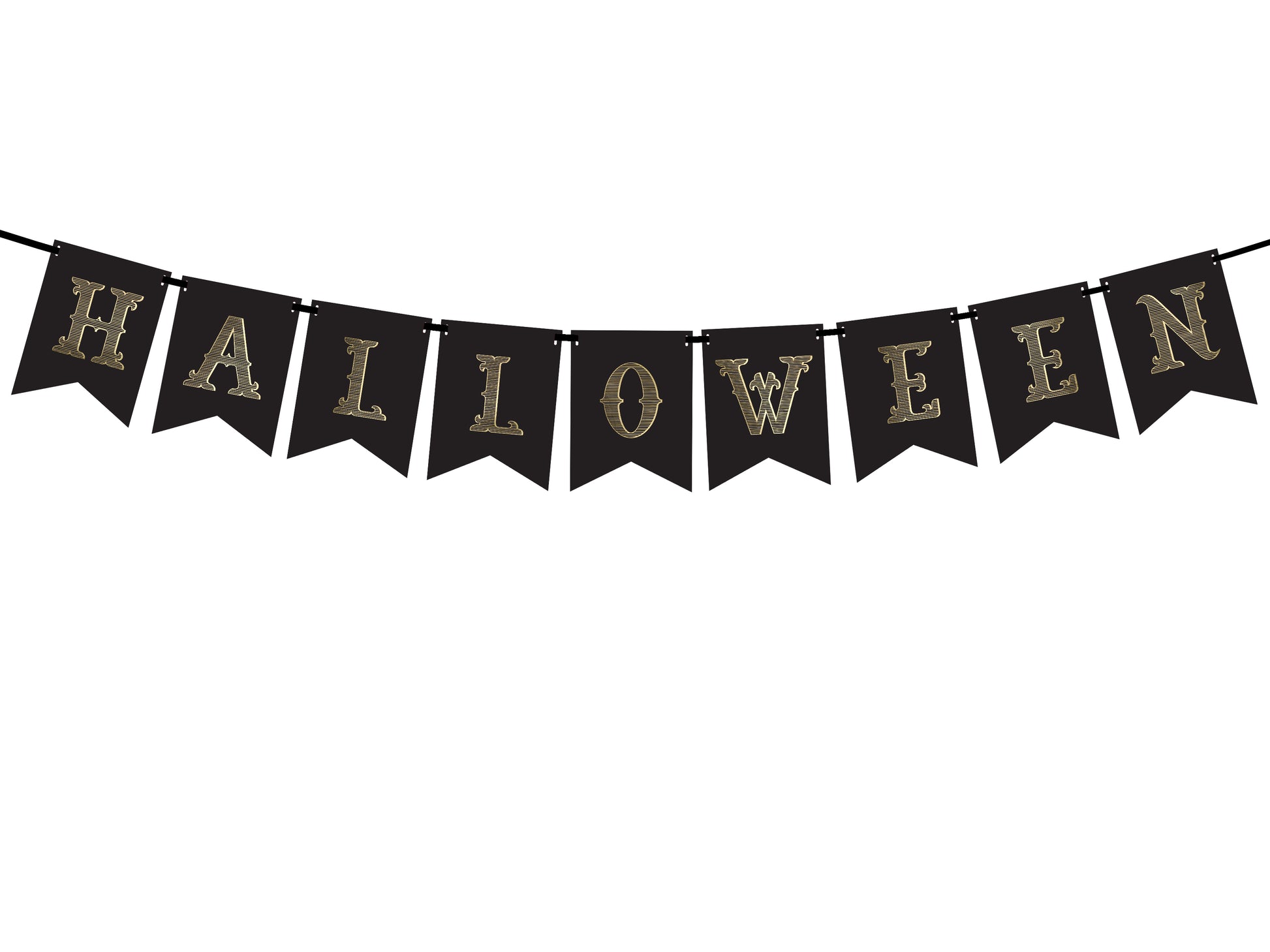 Halloween Girlande Dekoration Schwarz Gold
