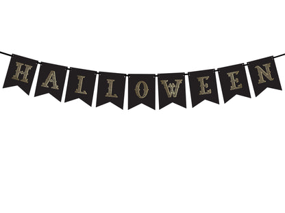 Halloween Girlande Dekoration Schwarz Gold