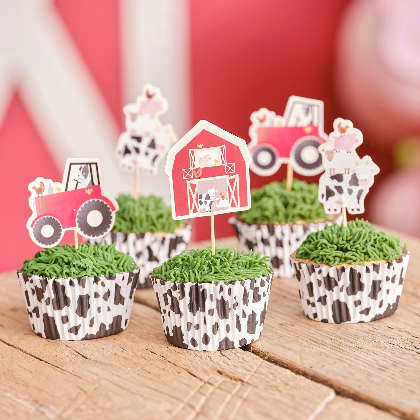 Bauernhof Party Geburstag Caketopper Traktor Scheune Kuh Bauernhof Kuchendeko