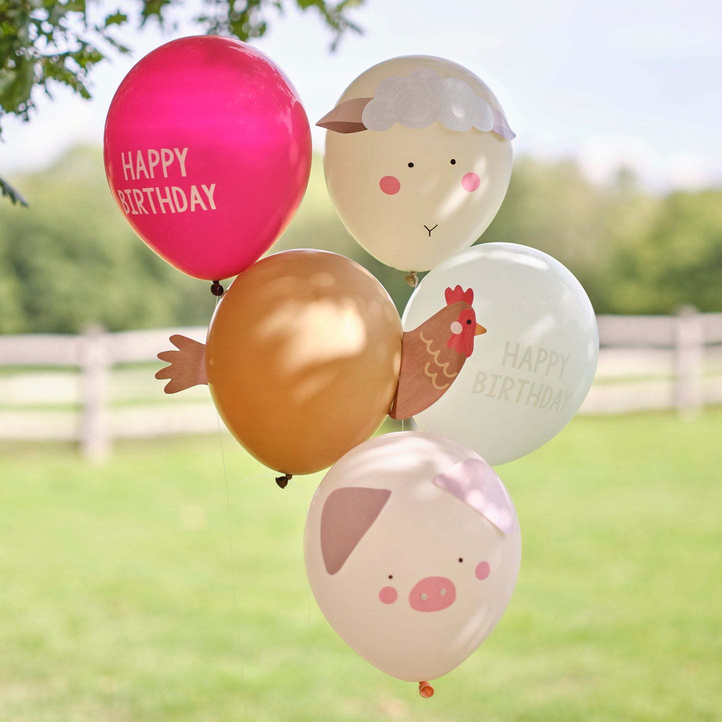 Bauernhof Party Geburstag Motivballons Luftballons Huhn Schaf Pferd Bauernhoftiere
