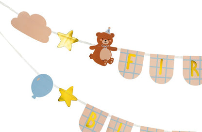 Girlande Banner First Birthday Bär Bärchen Erster Geburtstag Dekoration 
