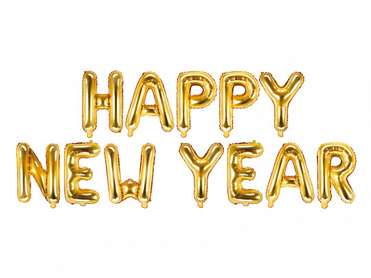 Happy New Year Folienballons Schriftzug Gold