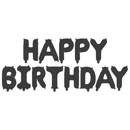 Happy Birthday Folienballons Schriftzug in matt Schwarz