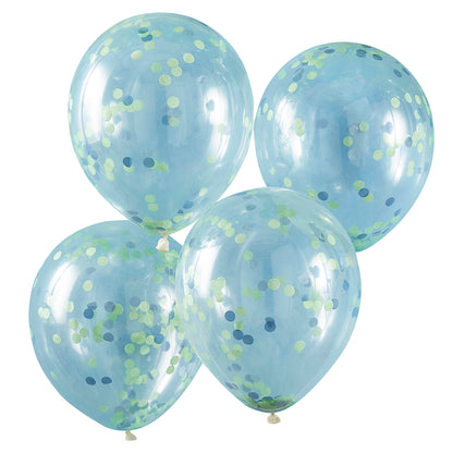 Latexballons mit Konfetti grün blau 