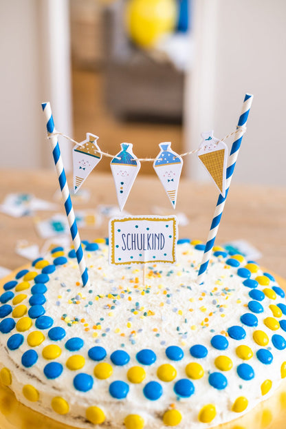 Schulkind Dekoration Einschulung Schulstart Schultüten Caketopper Tortendeko