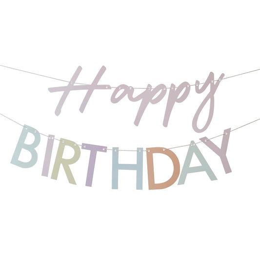 Happy Birthday Girlande Pastell