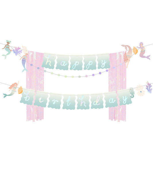 Meerjungfrau Kindergeburtstag Set Happy Birthday Girlande