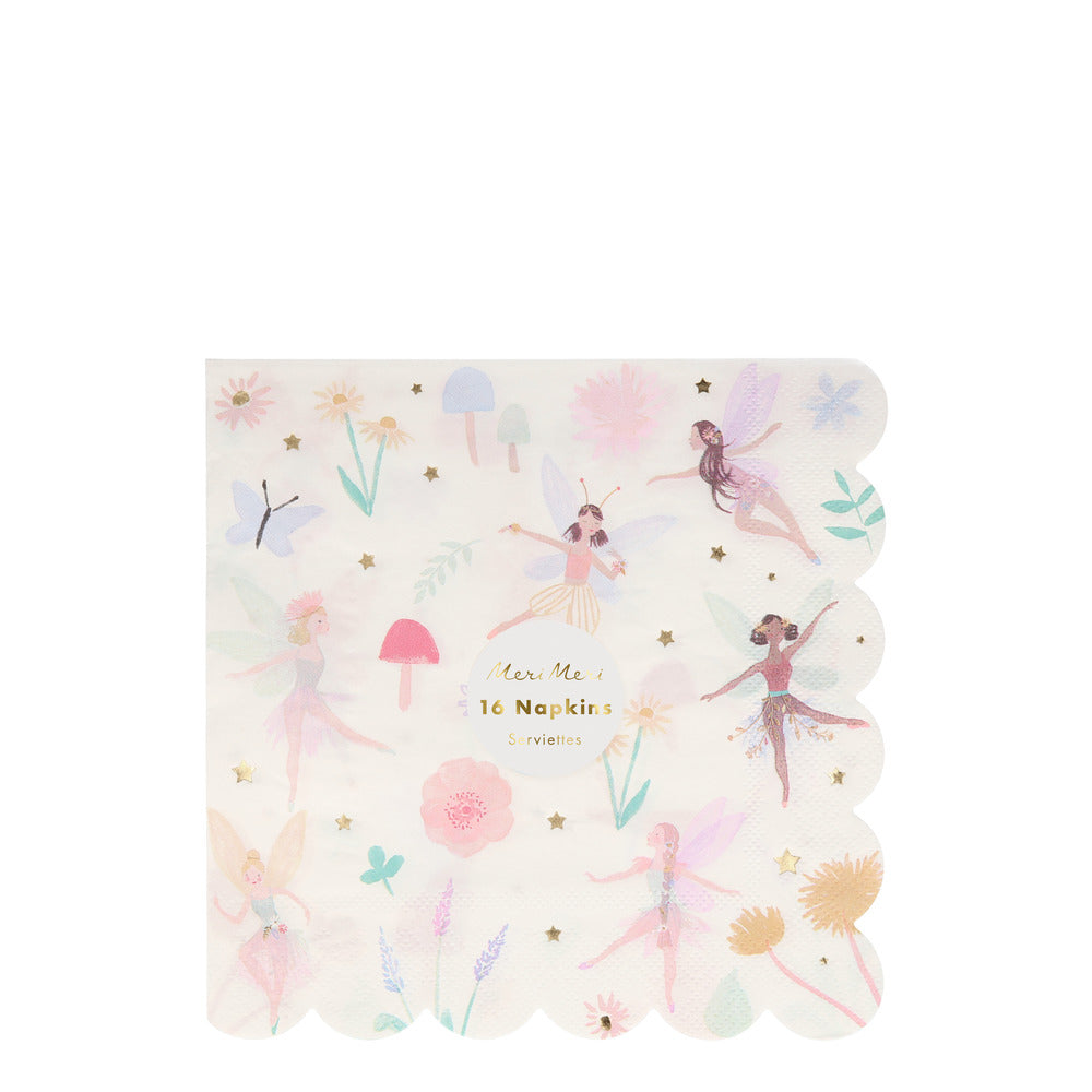 Feen Elfen Märchen Party Paket Set Servietten Meri meri Weiss Blumen