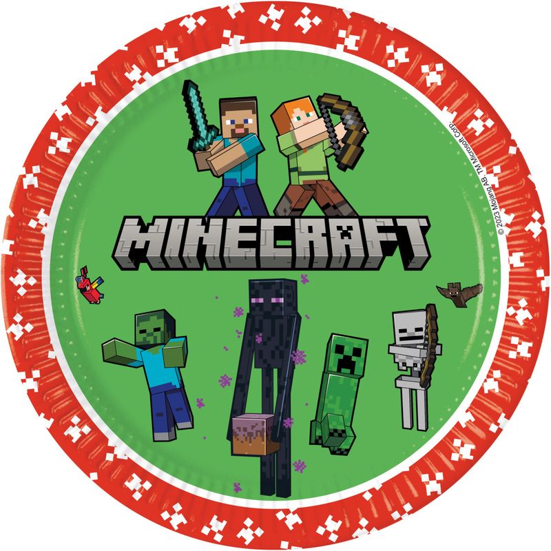 Minecraft Party Geburtstag Dekoration Paket Pappteller Partybecher Servietten Girlande Gaming
