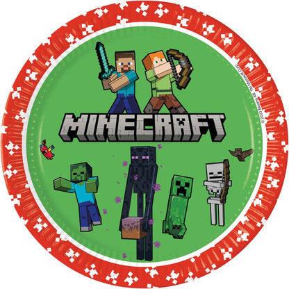 Minecraft Party Geburtstag Dekoration Paket Pappteller Partybecher Servietten Girlande Gaming