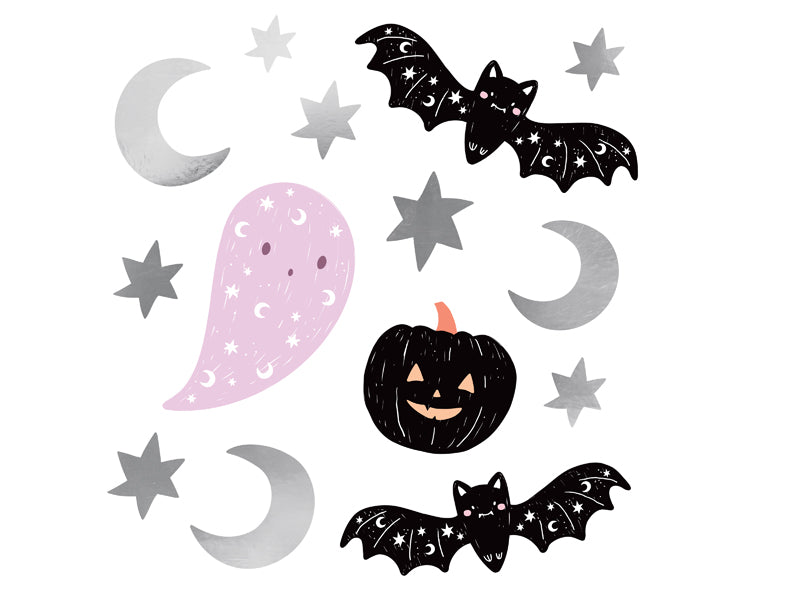 Halloween Aufkleber Sticker Gespenst Kürbis Fledermaus