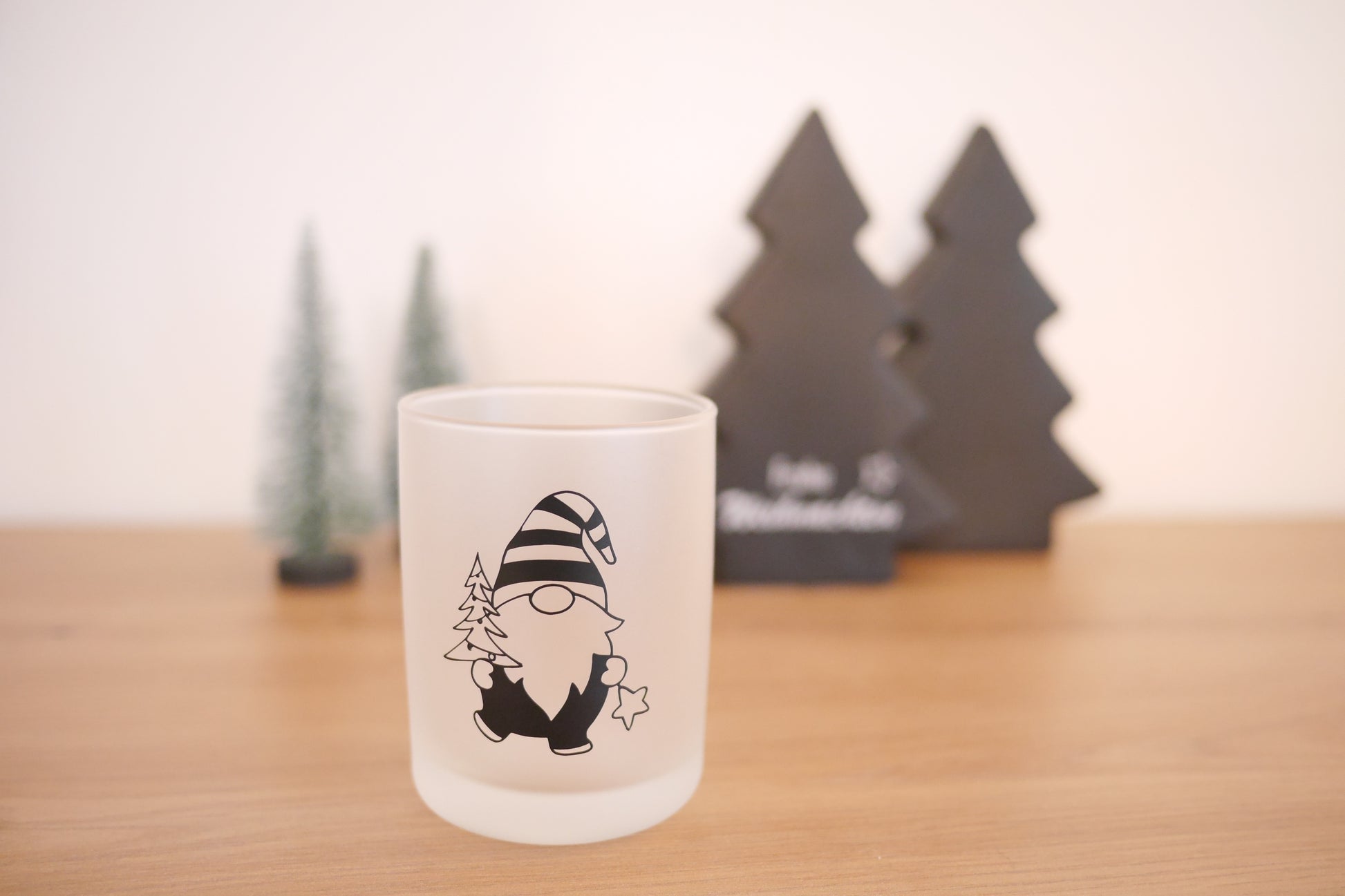 Weihnachtsgeschenk Wichtelgeschenk Teelichthalter Windlicht Wichtel Weihnachten Partytastisch Mitbringsel Milchglas