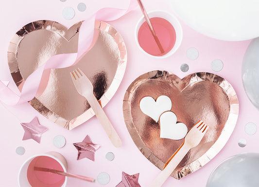 Partyteller Pappteller Rosegold Metallic Herz
