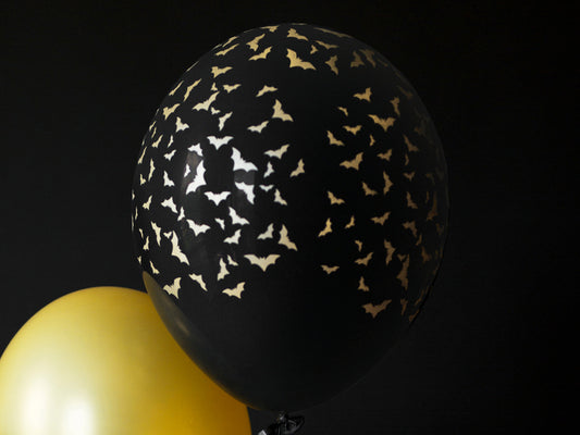 Latexballons Luftballons Ballonmix Halloween Party Schwarz goldene Fledermäuse