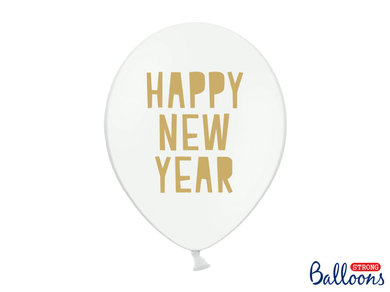 Luftballons Latexballons Weiss Gold Silvester Happy New Year