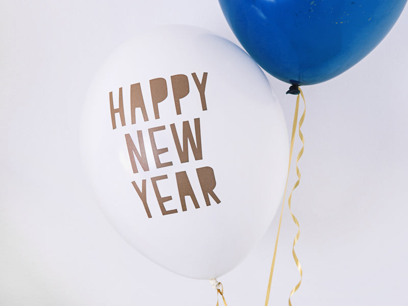 Luftballons Latexballons Weiss Gold Silvester Happy New Year