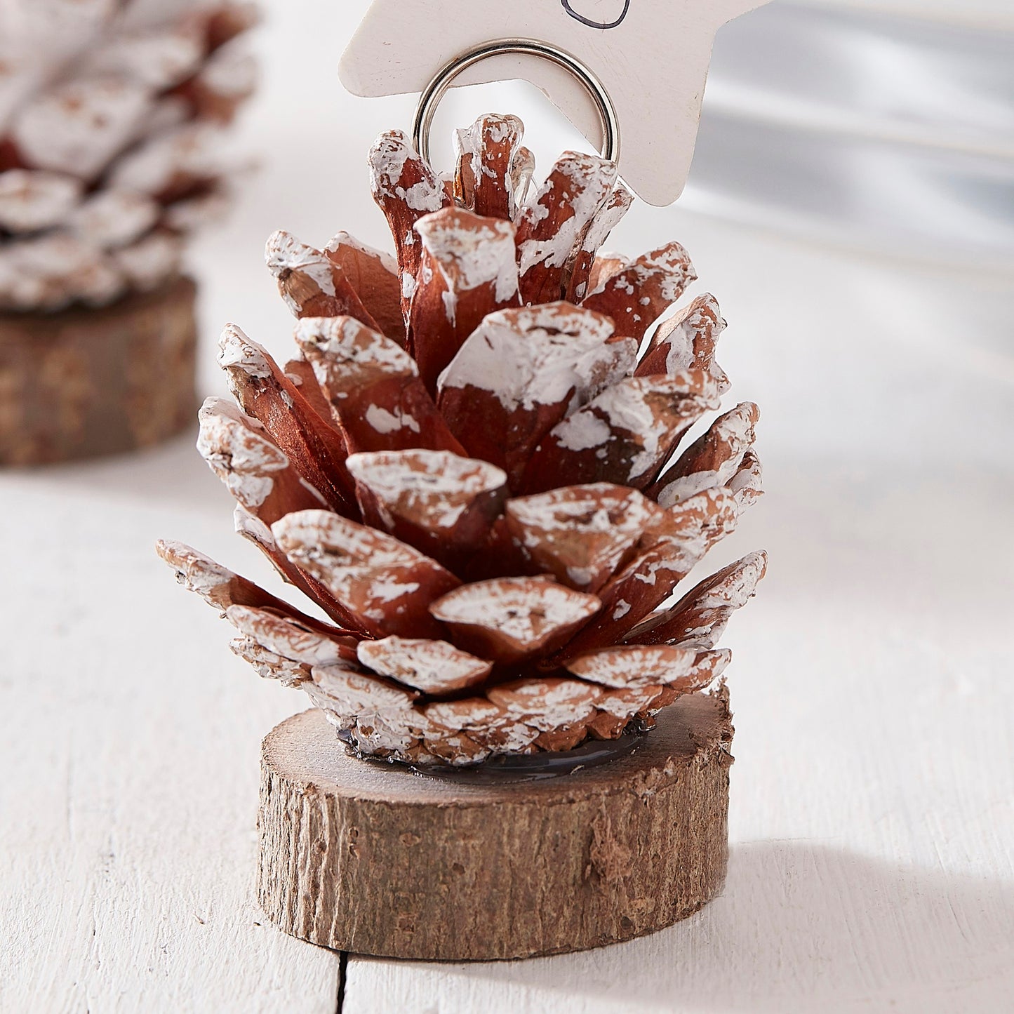 Platzkarten Halter Tischkartenhalter Sitzordnung Weihnachten Weiss Sterne Tannenzapfen