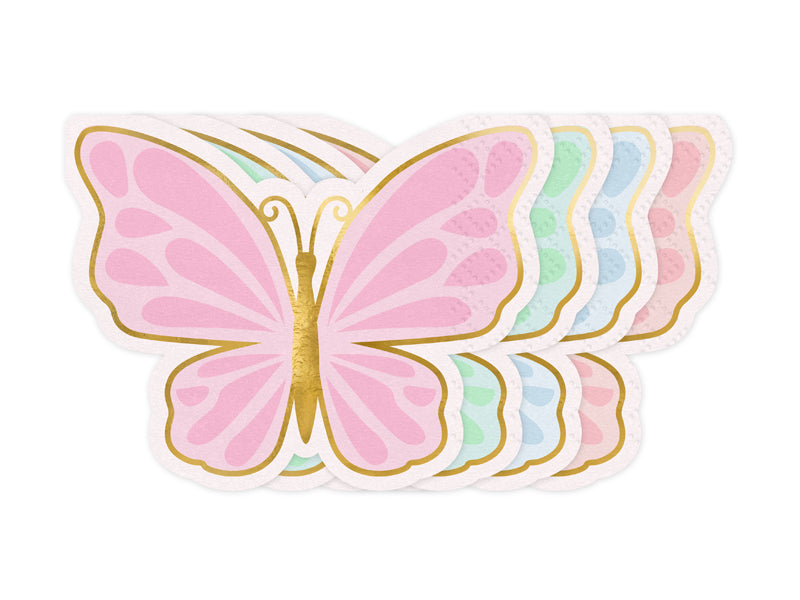 Schmetterling Servietten Goldrand Pastellfarben