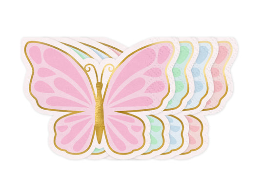 Schmetterling Servietten Goldrand Pastellfarben