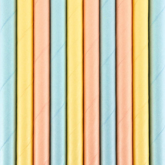 Papiertrinkhalme Pastell Farben Regenbogen Sommer