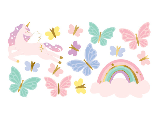 Kindergeburtstag Einhorn Party Tattoos Abwaschbar Temporär Regenbogen Schmetterlinge