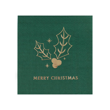 Weihnachts Servietten Weihnachten Merry christmas Servietten Grün Gold Ginger Ray Mistelzweig
