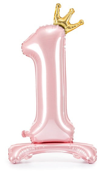 Folienballon Rosa Krone Eins 1 Standfuß 1.Geburtstag Mädchen