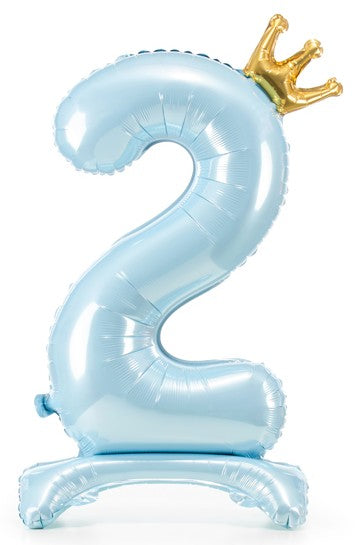Folienballon Hellblau Krone Zwei Standfuß 2.Geburtstag Junge