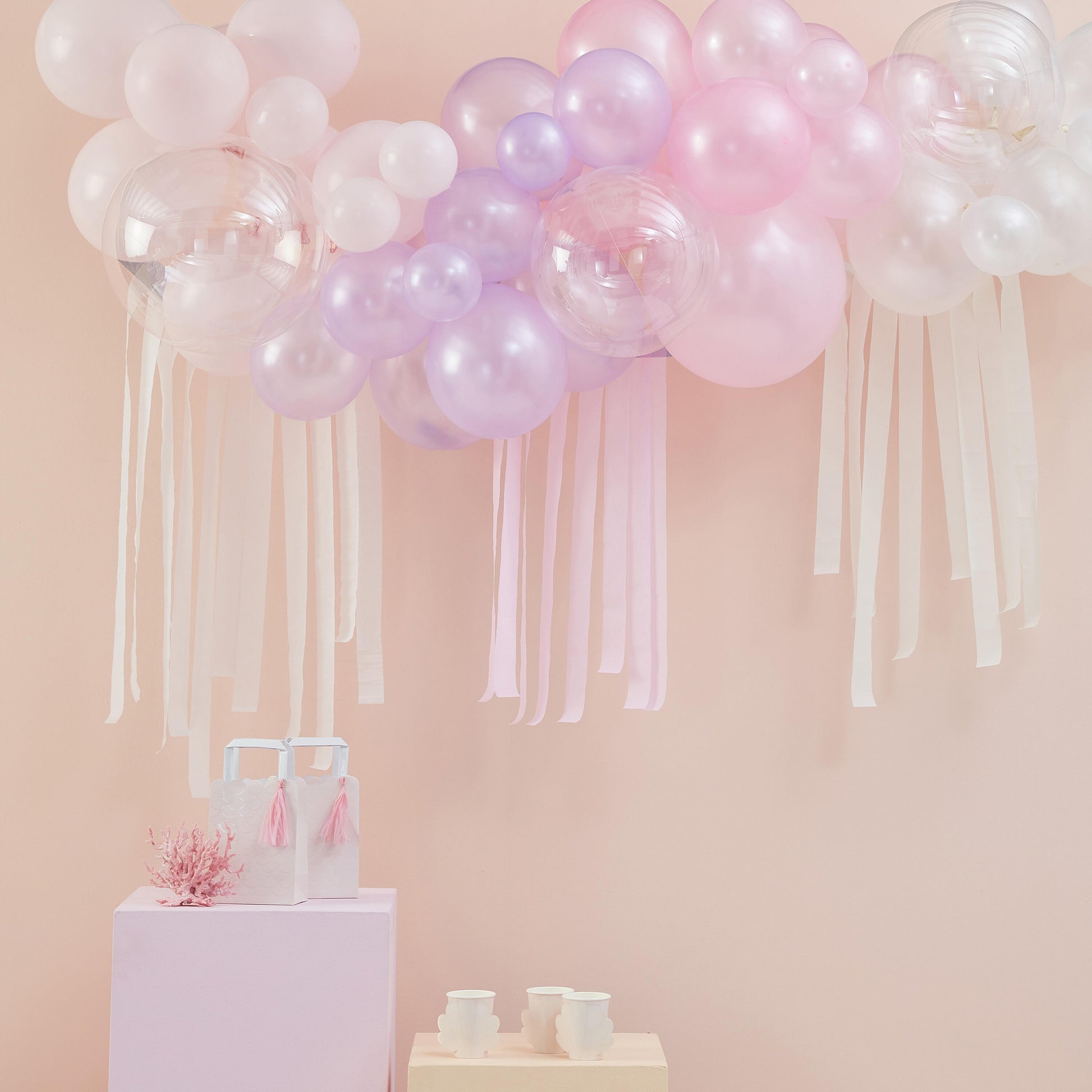 Ballongirlande Set transparent perlmutt Meerjungfrau Kindergeburtstag