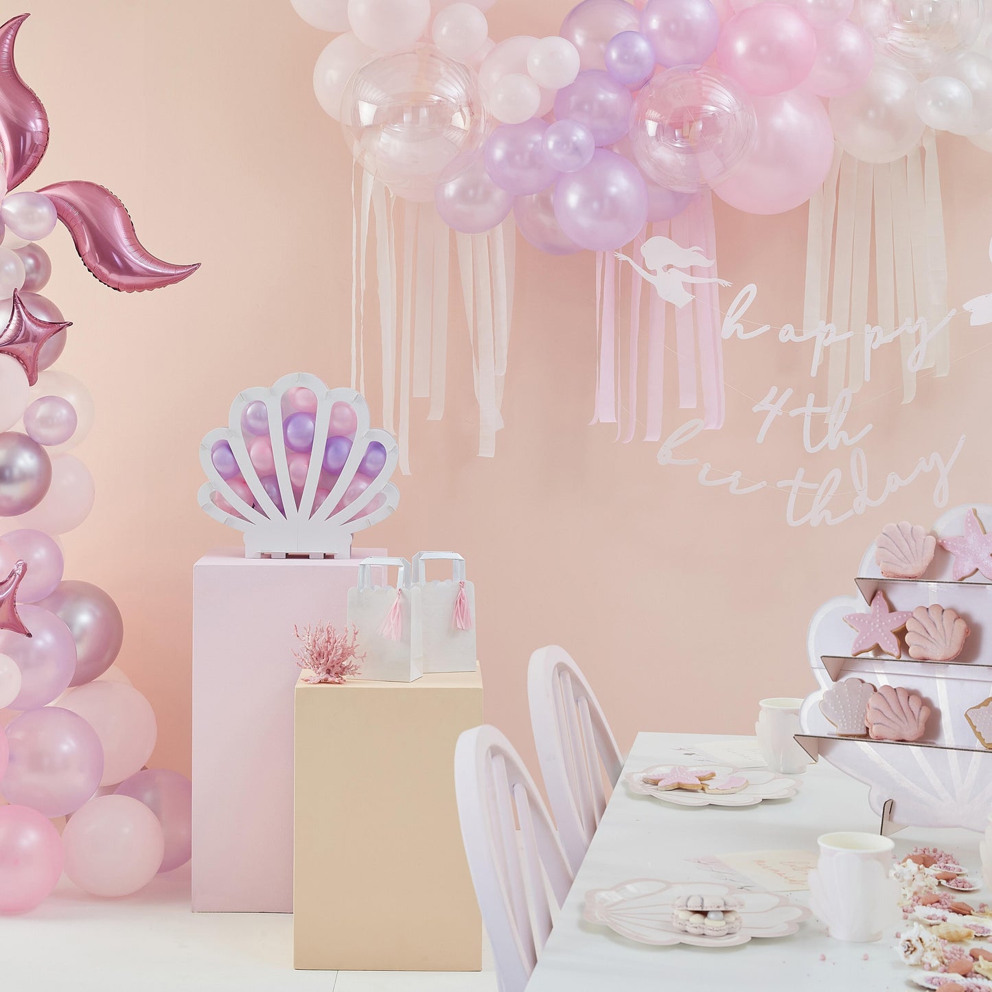 Ballongirlande Set transparent perlmutt Meerjungfrau Kindergeburtstag