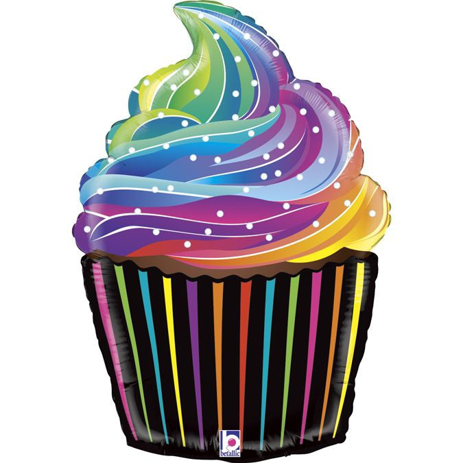 Regenbogen Cupcake Muffin Folienballon Kindergeburtstag