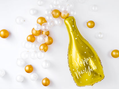 Folienballon Motivballon Gold Silvester Happy New Year Flasche Sektflasche Champagner