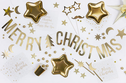 Weihnachten Servietten Tischdeko Gold Weiss Merry christmas 